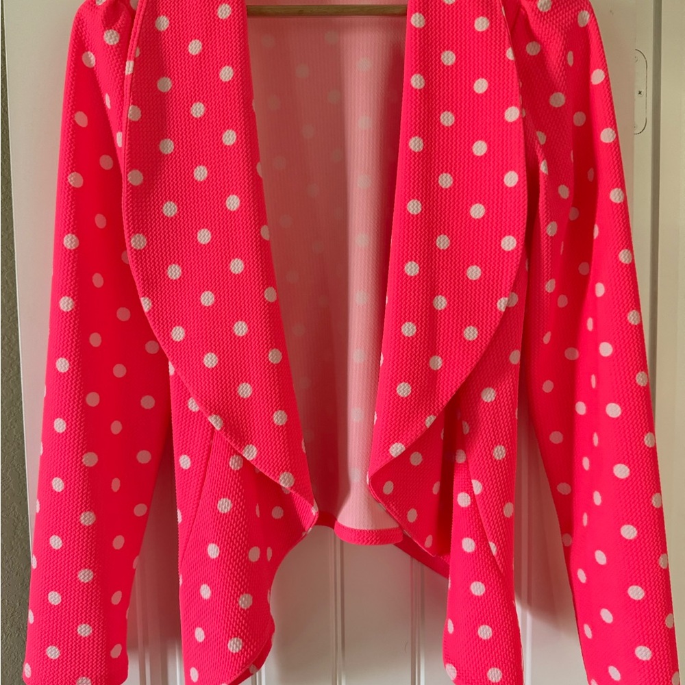 HEIMISH USA Bright Pink Polka Dot Blazer